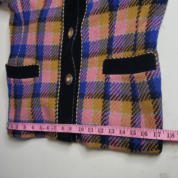 Vintage Florence Womens Plaid Tweed Wool Mohair Blazer Jacket Size 42 Preppy - Picture 11 of 16